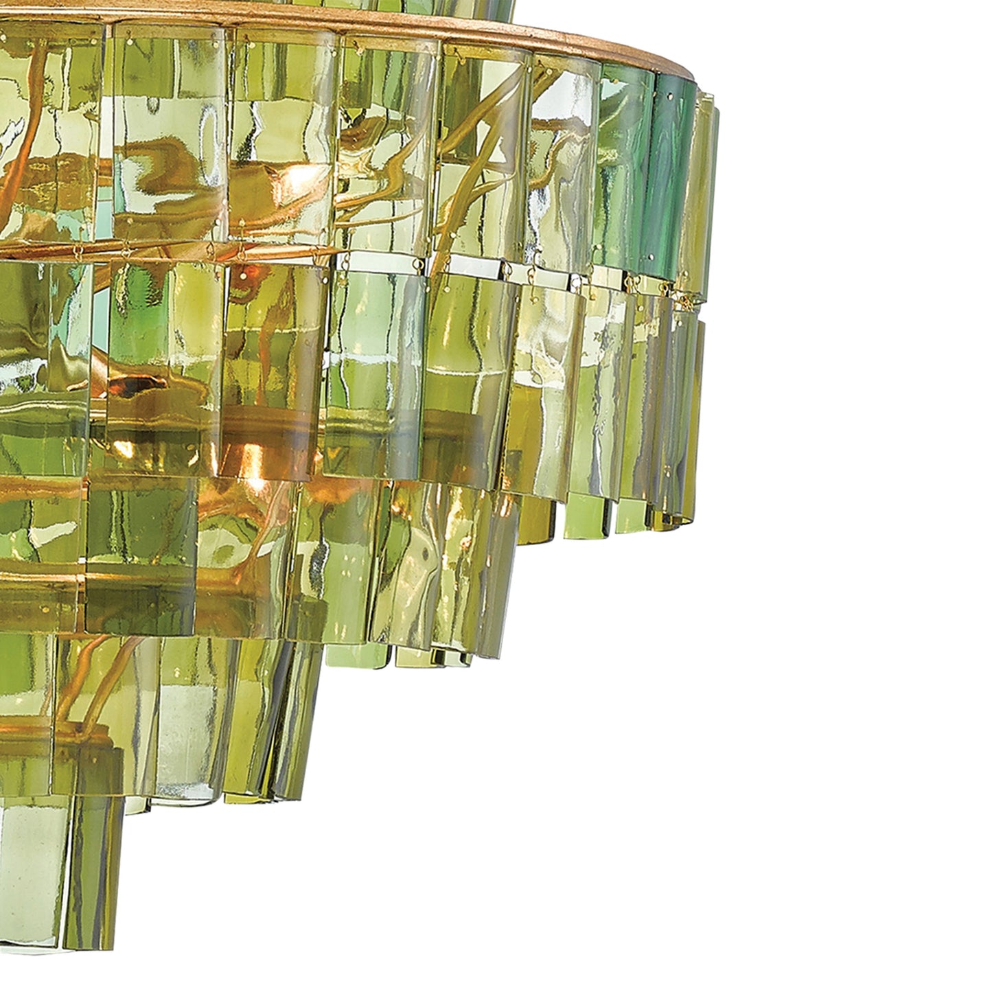 Periodor Chandelier Wrought Iron & Recycled Bottle Glass 27"D