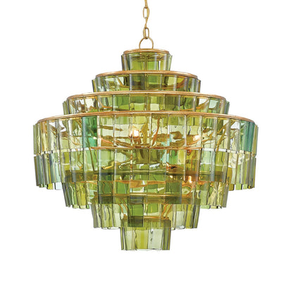 Periodor Chandelier Wrought Iron & Recycled Bottle Glass 27"D