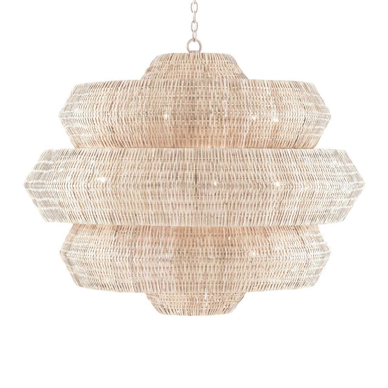 Kaieimond Chandelier Wrought Iron & Rattan 22.5"D