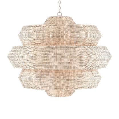 Kaieimond Chandelier Wrought Iron & Rattan 22.5"D