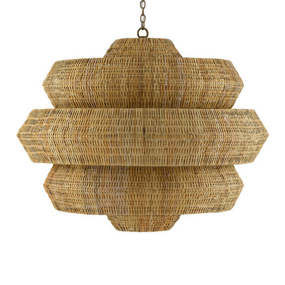 Kaieimond Chandelier Wrought Iron & Rattan 22.5"D