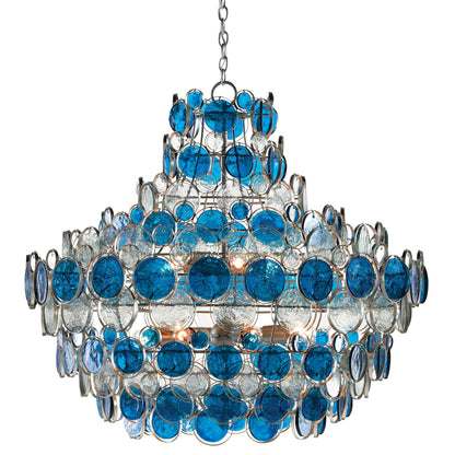 Beleimond Chandelier Wrought Iron & Recycled Glass Disc 43"D