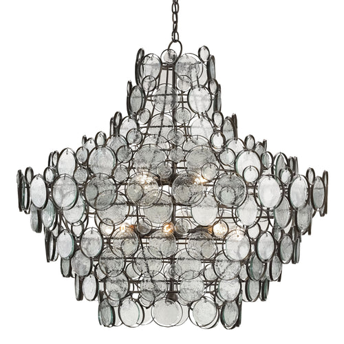Beleimond Chandelier Wrought Iron & Recycled Glass Disc 43"D