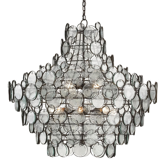Beleimond Chandelier Wrought Iron & Recycled Glass Disc 43"D