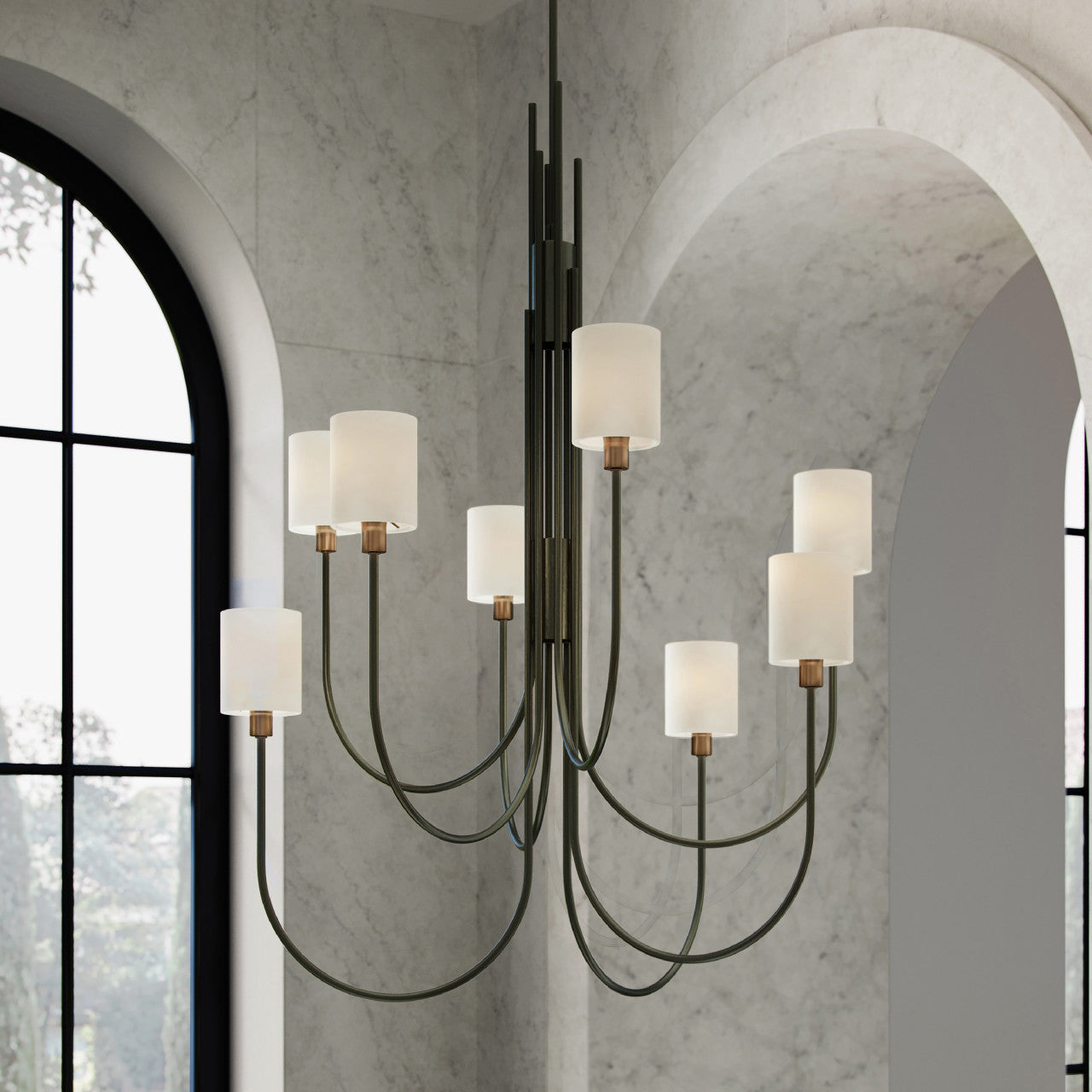 Jarymere Chandelier Metal & Linen 32.5"D