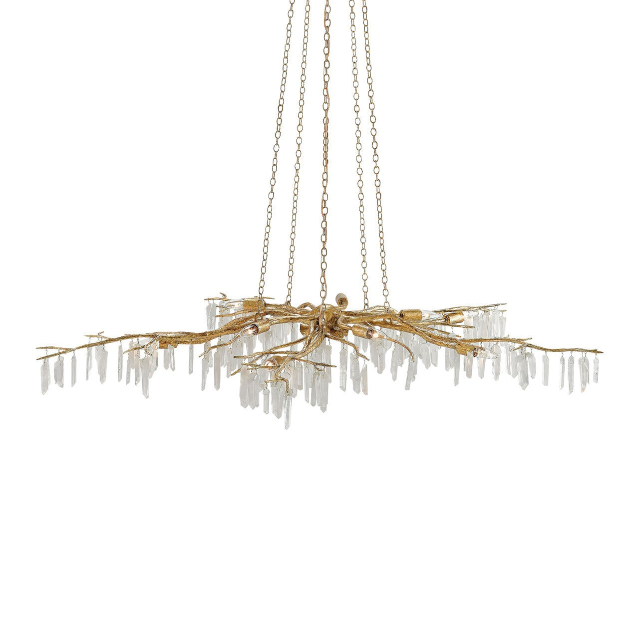 Emilia Branch Chandelier Wrought Iron Quartz Crystal 62"D