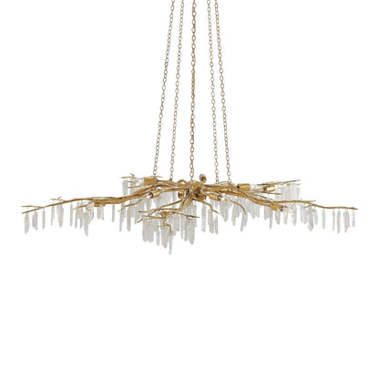 Emilia Branch Chandelier Wrought Iron Quartz Crystal 62"D