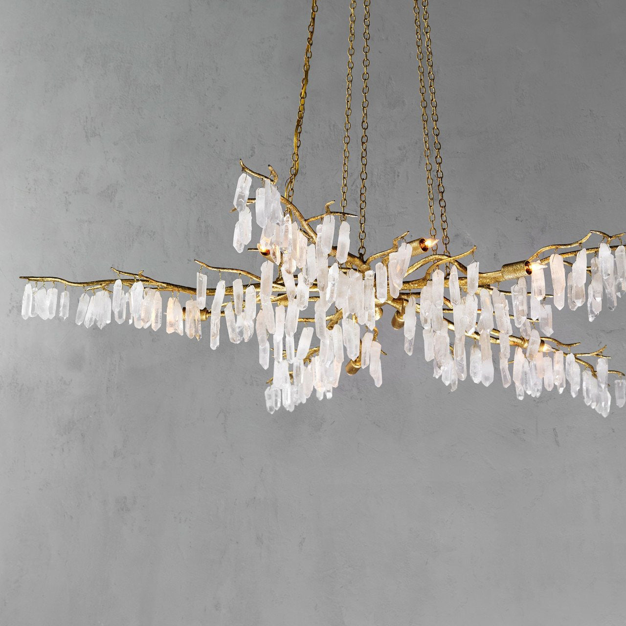 Emilia Branch Chandelier Wrought Iron Quartz Crystal 62"D