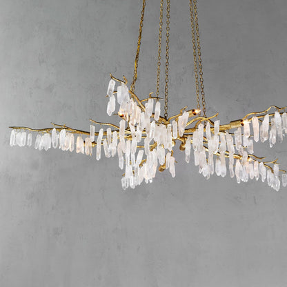 Emilia Branch Chandelier Wrought Iron Quartz Crystal 62"D