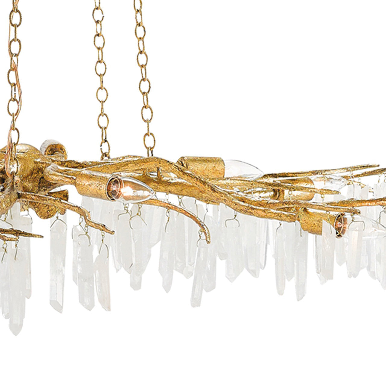 Emilia Branch Chandelier Wrought Iron Quartz Crystal 62"D