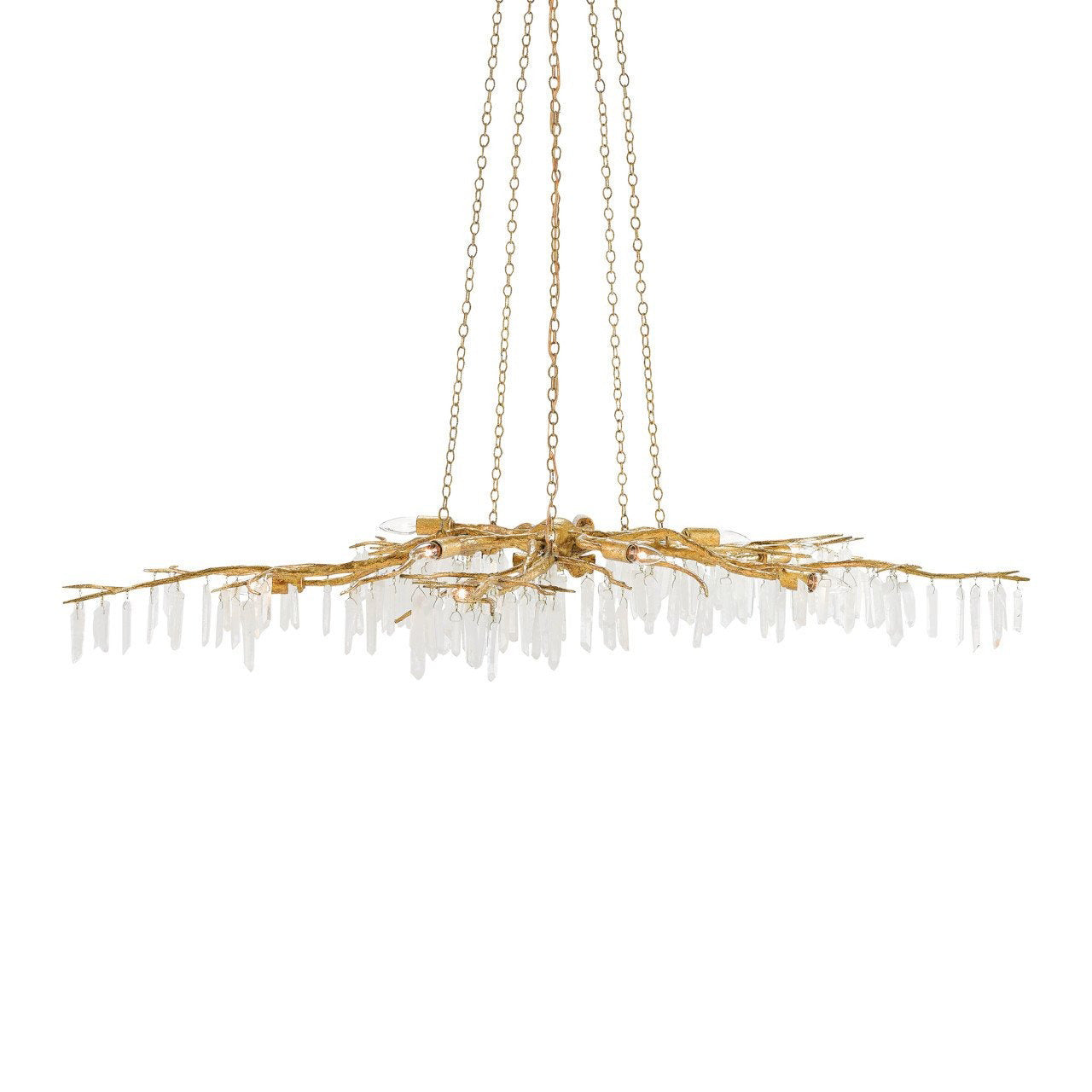 Emilia Branch Chandelier Wrought Iron Quartz Crystal 62"D