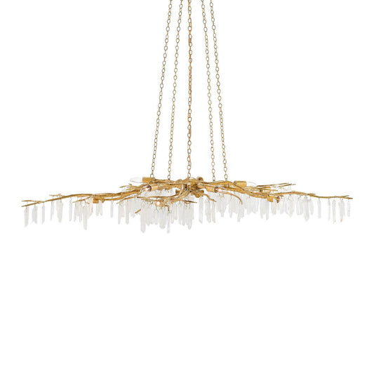 Emilia Branch Chandelier Wrought Iron Quartz Crystal 62"D