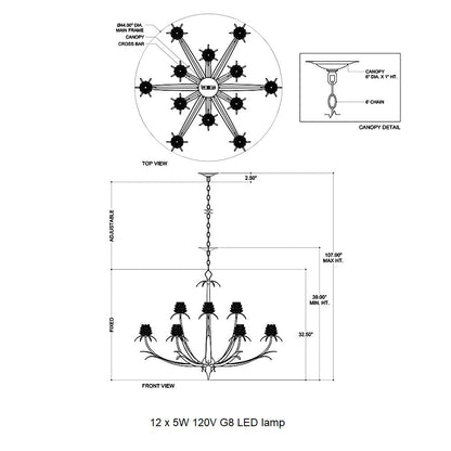 Elitix LED Chandelier Crystal & Wrought Iron 29.5"D