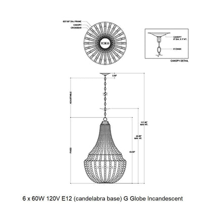 Astraitane Chandelier Iron 27"D