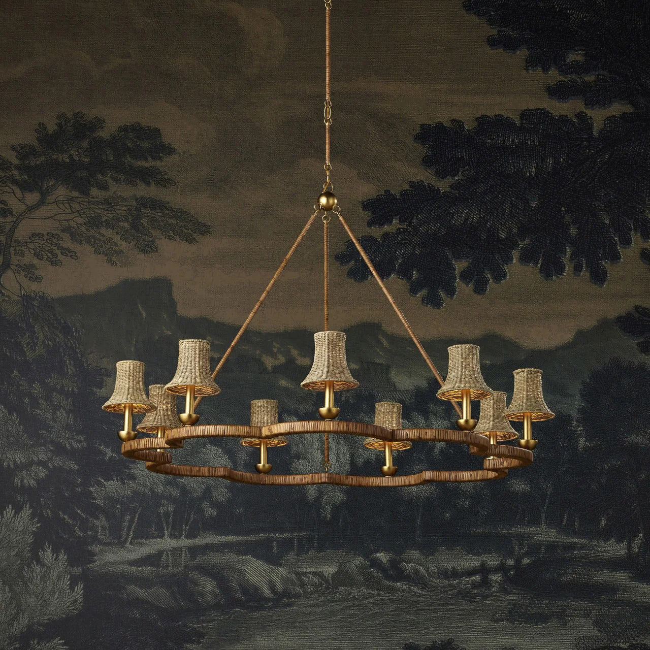 Xanounus Chandelier Rattan & Wrought Iron 43"D