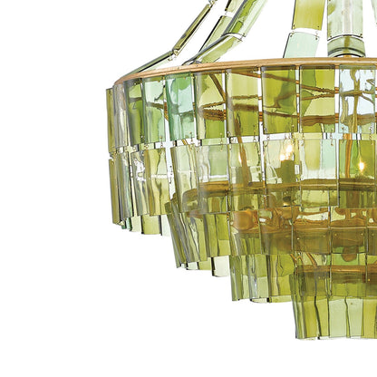 Ravilune Chandelier Wrought Iron & Recycled Bottle Glass 27.25"D