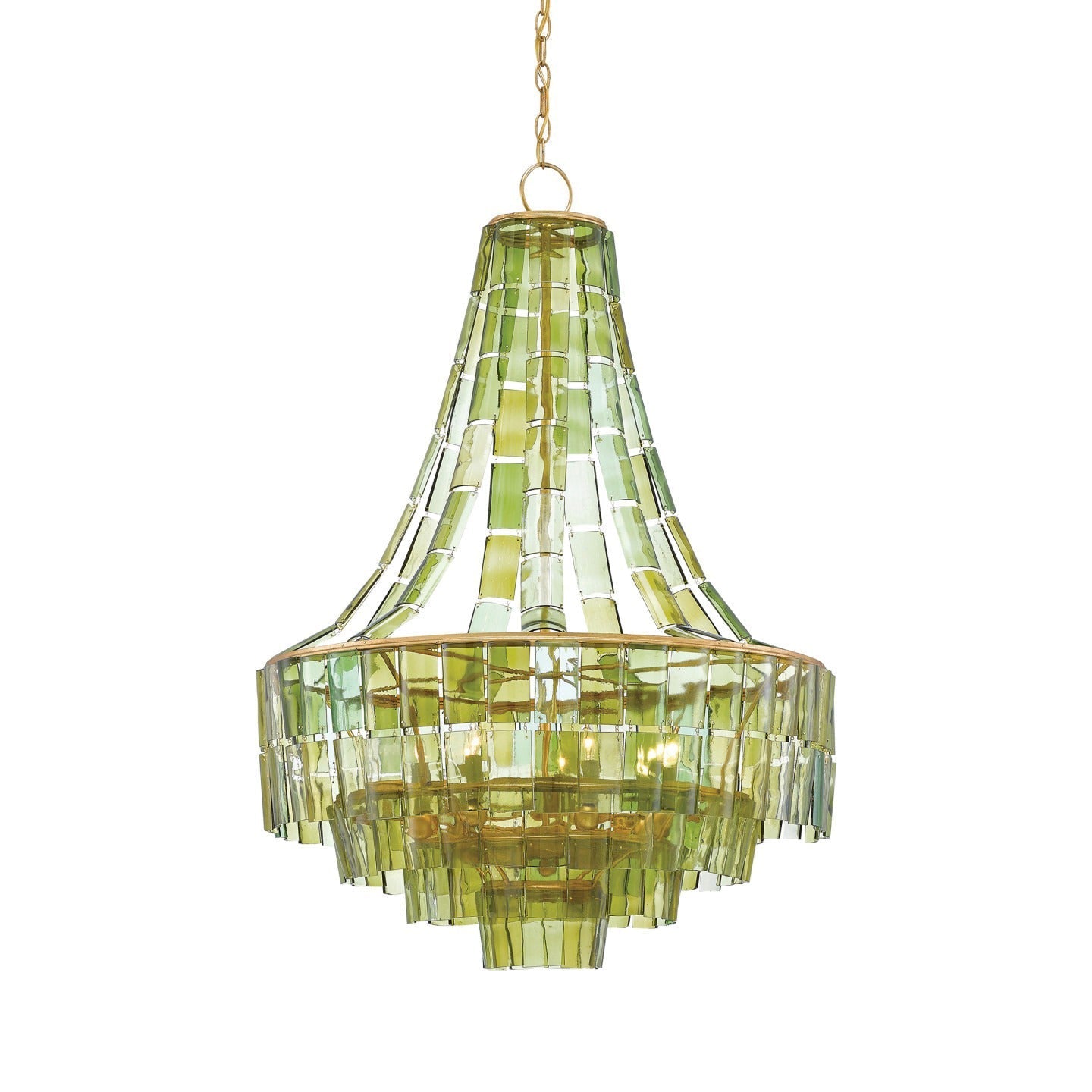 Ravilune Chandelier Wrought Iron & Recycled Bottle Glass 27.25"D