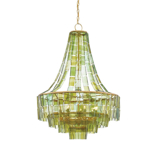 Ravilune Chandelier Wrought Iron & Recycled Bottle Glass 27.25"D