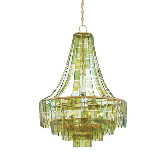 Ravilune Chandelier Wrought Iron & Recycled Bottle Glass 27.25"D