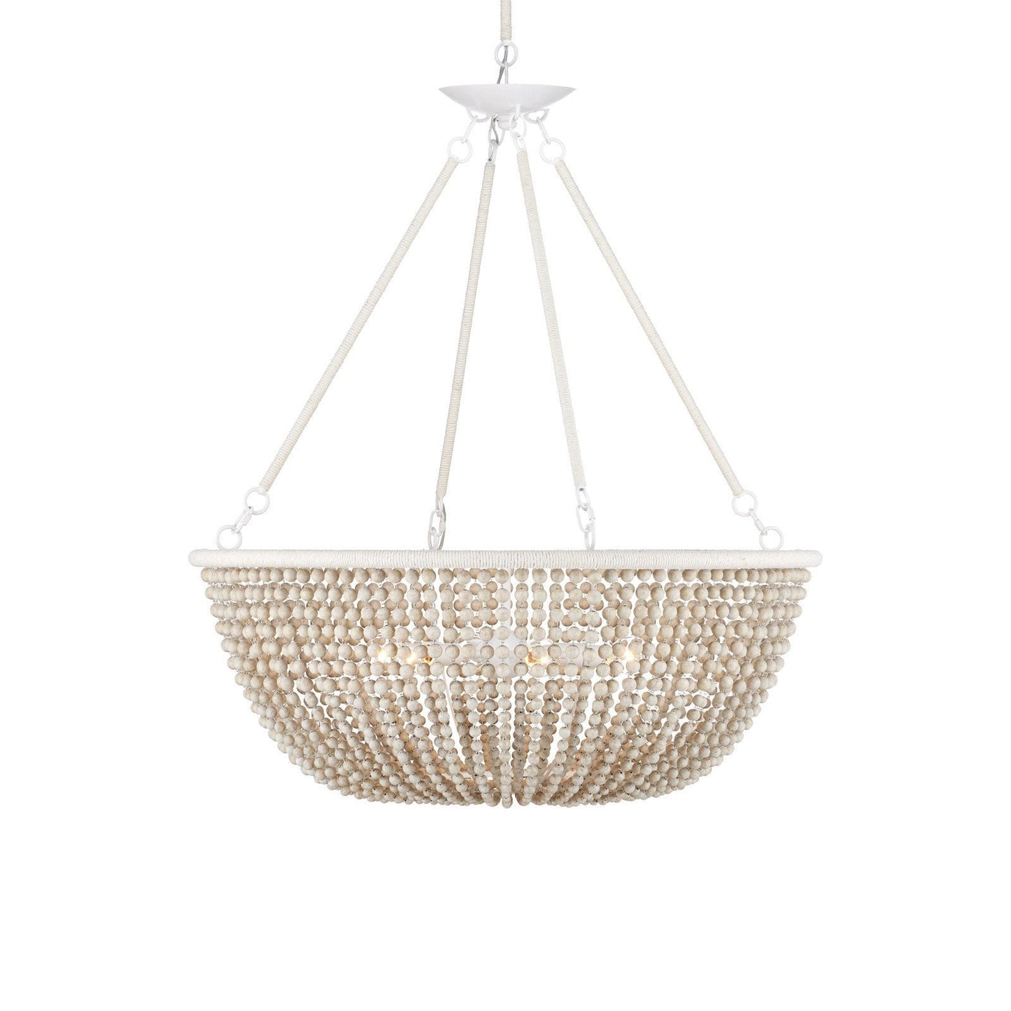 Ciroytor Chandelier Wrought Iron & Wood & Kraft Paper Twine 32"D