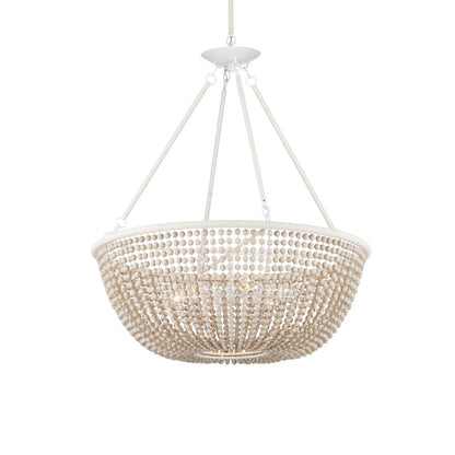 Ciroytor Chandelier Wrought Iron & Wood & Kraft Paper Twine 32"D