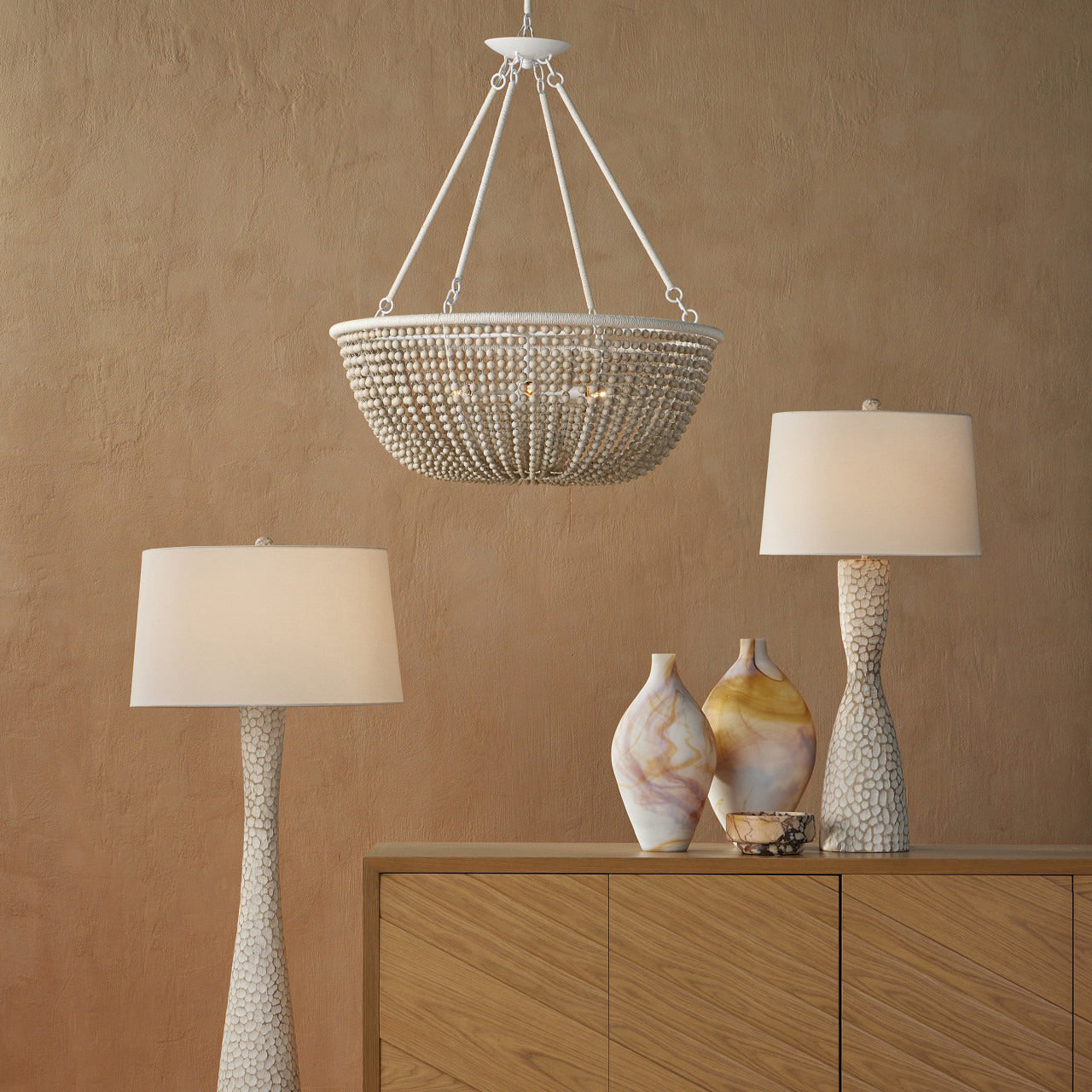 Ciroytor Chandelier Wrought Iron & Wood & Kraft Paper Twine 32"D