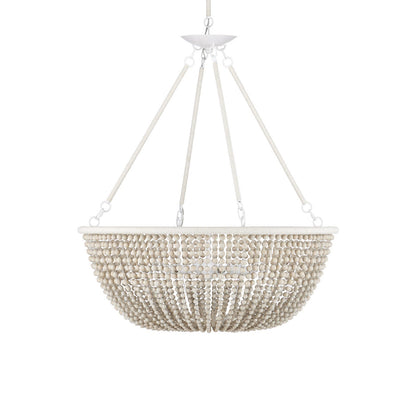 Ciroytor Chandelier Wrought Iron & Wood & Kraft Paper Twine 32"D