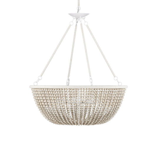 Ciroytor Chandelier Wrought Iron & Wood & Kraft Paper Twine 32"D