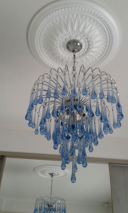 French Style Bedroom Small Creative Chandelier Vintage Romantic Warm Vibe Amber Waterdrop Light Fixture for Restaurant Dining Room Kids Room