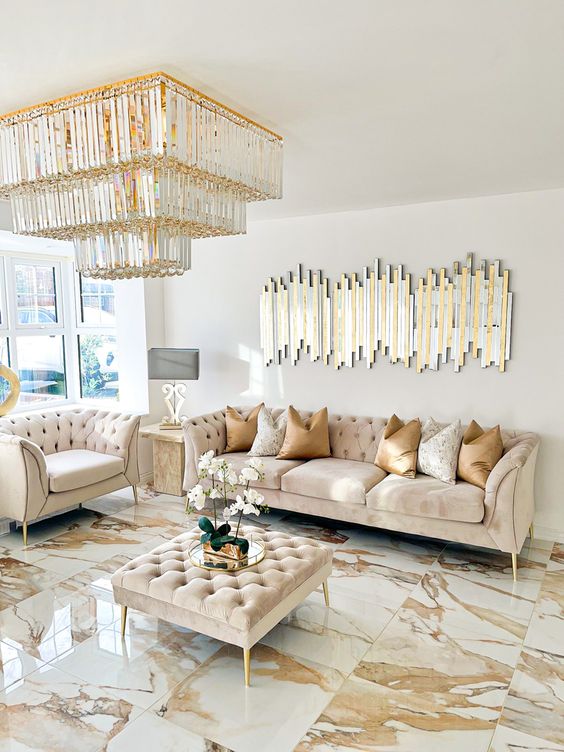 Square Crystal Ceiling Crystal Chandelier Light Fixture Three Layers