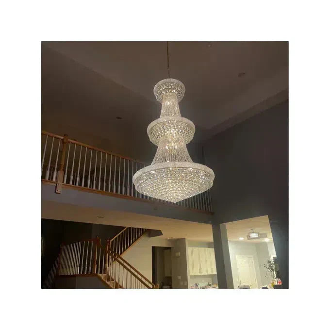 Luxury French Empire Chandelier for Villa Hall Ceiling Three-layers Crystal Light for Hotel Lobby - Richardrider