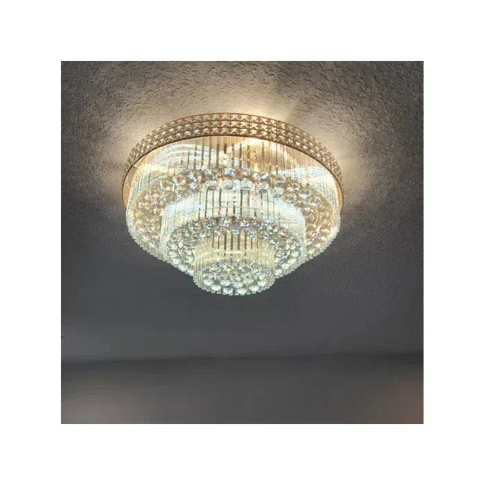 Extra Large Three Layers Round Luxury Flush Mounted Crystal Chandelier for Living Room - Richardrider