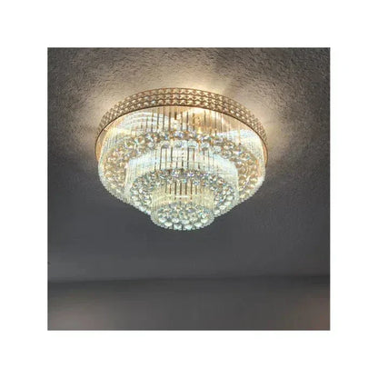 Extra Large Three Layers Round Luxury Flush Mounted Crystal Chandelier for Living Room - Richardrider