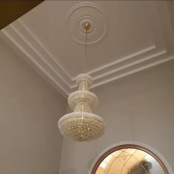 Luxury French Empire Chandelier for Villa Hall Ceiling Three-layers Crystal Light for Hotel Lobby - Richardrider