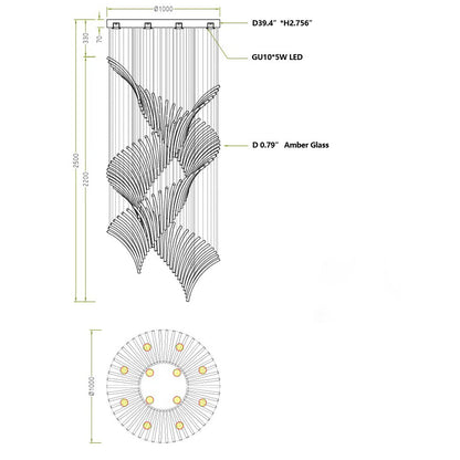European Style Spiral Glass Chandelier for Staircase/Foyer/Hotel/Villa - Richardrider