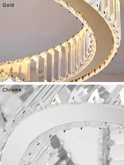 Modern Front Entryway Chandelier 3/4/5/6/7 Rings Crystal Gold/ Chrome Finish Ceiling Lamp - Richardrider