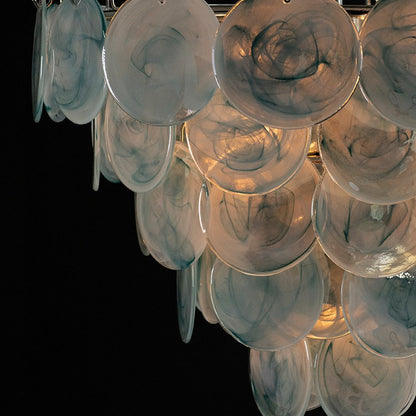 Murano Glass Blue Disks Chandelier