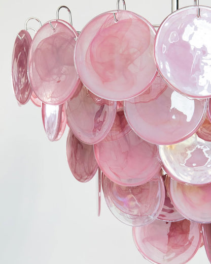 Murano Glass Pink Disks Chandelier 27.6"D