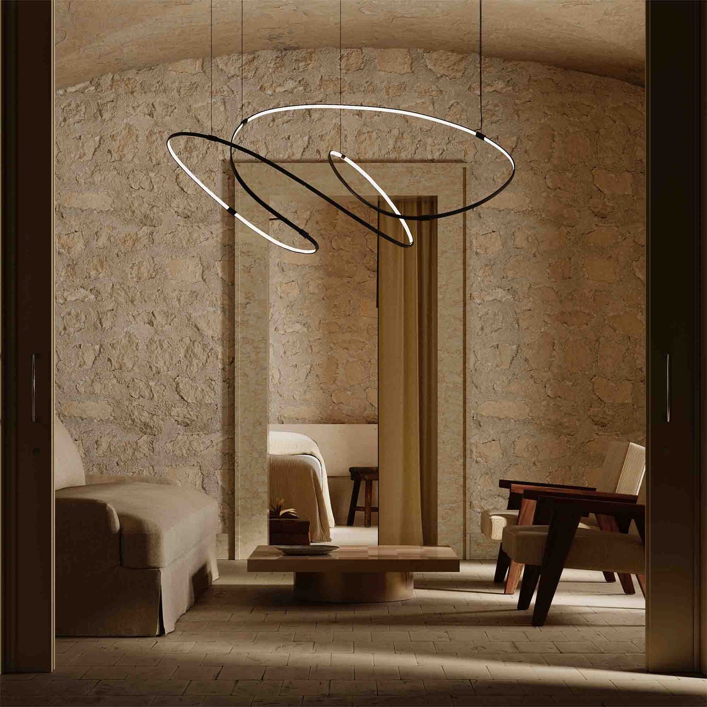 Galouvaro LED Chandelier Aluminum & Silicon & Steel 47.2"W x 47.2"D