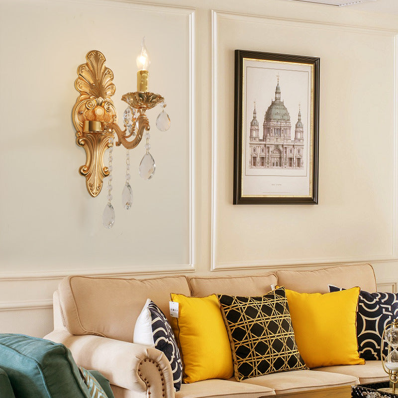 Living Room Golden Crystal Wall Sconces Villa Hotel Hallway Corridor Decorative Wall Lights