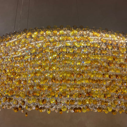 Italian Modern Light Luxury Round/Wavy Crystal Chandelier Decorative Light Fixture for Living Room/Dining Room
