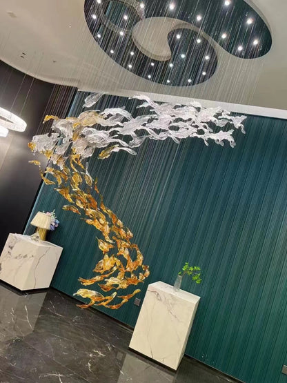 Galaxy Glass Feathers Flying Chandelier