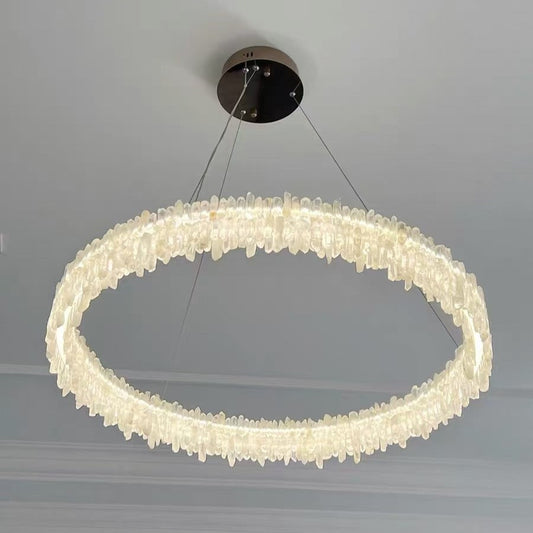 Modern Round Natural Stone Crystal Chandelier
