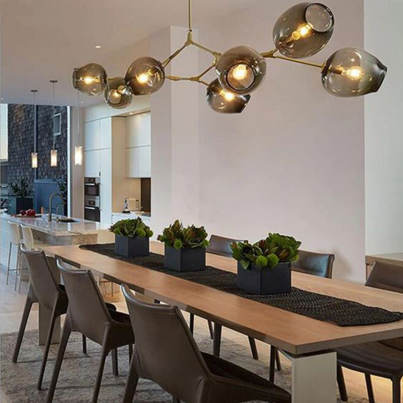Modern Sputnik Smoky Gray/Amber Glass Branch Chandelier for Kitchen Island/Dining Room - Richardrider