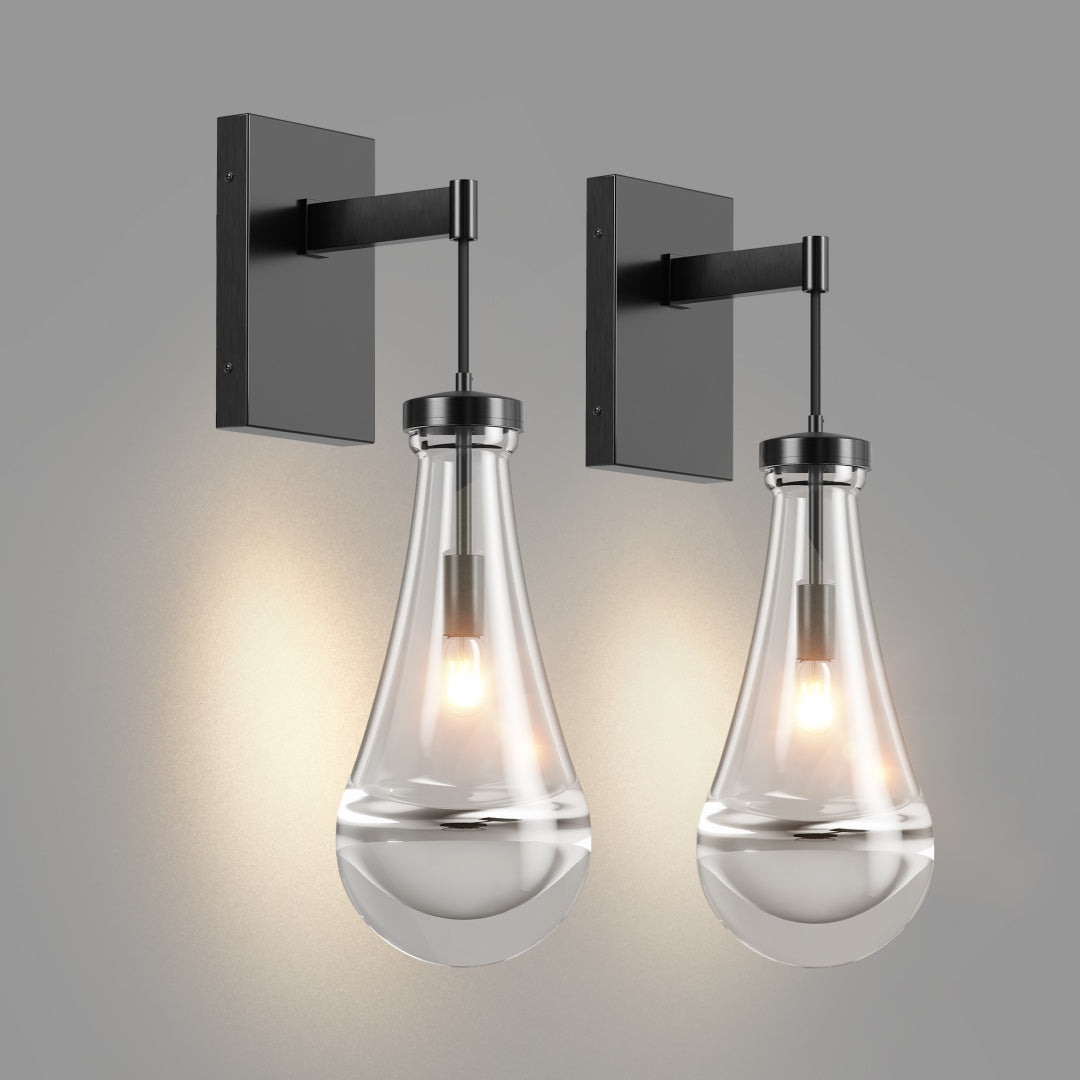 Wall Sconces, Black Wall Sconces Modern Bathroom Lights, Sconces Wall Lighting With Clear Glass, Wall Mounted Light Wall Lamp For Living Room Hallway Reception Desk