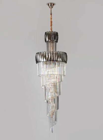 Luxury Extra Large Foyer Spiral Staircase Chandelier Long Crystal Ceiling Light Fixture For Living Room Hall Entrance - Richardrider