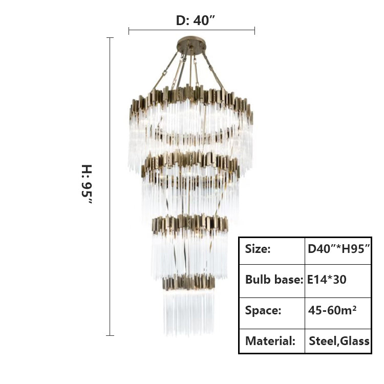 Large Elegant Multi-layers Glam Glass Chandelier for High-ceiling Staircase/Entryway/Living/meeting Room - Richardrider