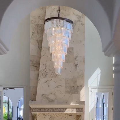 Extra Large 7-Tier Luxury Crystal Chandelier in Black/Coffee/Gold/Chrome Finish Color