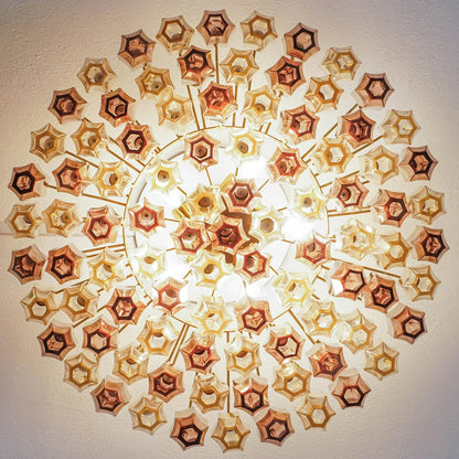 Prismatico 91 Elements Amber And Amethyst Compact Glass Chandelier 25"