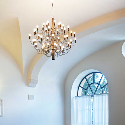 Jarylix Chandelier Brass & Steel. Steel Ceiling Fitting & Rose 27.2"W x 27.2"D
